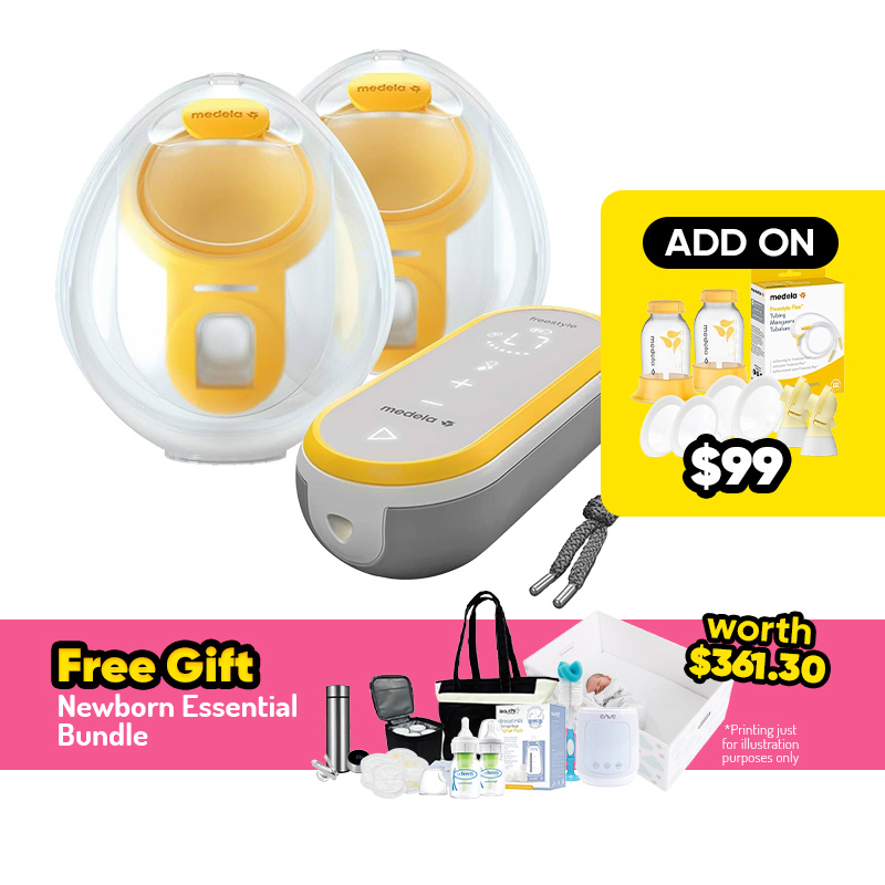 Medela Freestyle Hands-free Double Electric Breastpump + Free Newborn Essential Bundle
